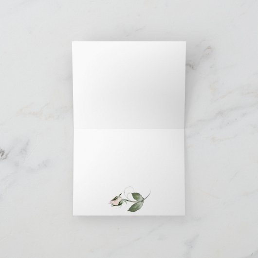 Huwelijk Dank u | Waterverf Dusty Roos Bud Bedankkaart (Binnen)