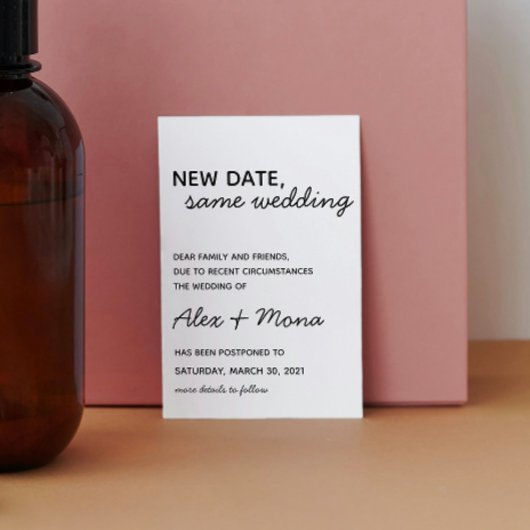 Huwelijk datumwijziging ansichtkaart briefkaart