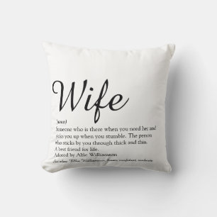 Huwelijk Definitie Zwart en Wit Chic Script Leuk Kussen