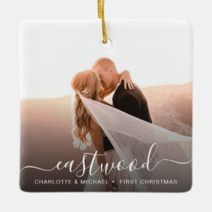 Huwelijk Eerste Kerstfoto Keepsake Keramisch Ornament