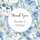 Huwelijk Elegant Minimalist Classic Blauw Dank u Sticker (Voorkant)