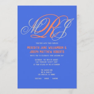 Huwelijk Elegant Monogram Koninklijk Blauw Grijs K Kaart