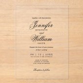 Huwelijk Elegant Romantisch Script Typografie Zwar Acryl Uitnodigingen (Voorkant)