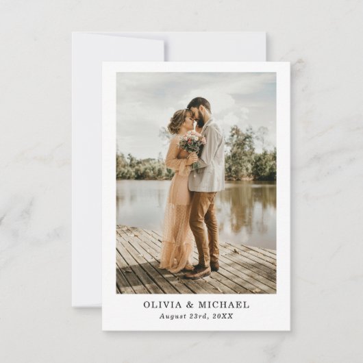 Huwelijk Elegant Script Foto Dank u kaart (Voorkant)