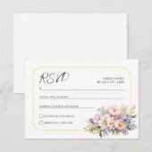 Huwelijk elegante roze pioenen RSVP (Voorkant / Achterkant)