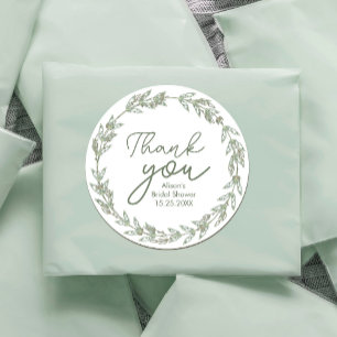 Huwelijk Elegante Waterverf Greenery Leaves Ronde Sticker