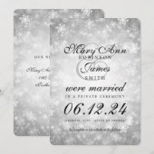 Huwelijk / Elopement Zilver Winter Wonderland Kaart (Voorkant / Achterkant)