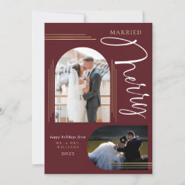 Huwelijk en Geluk Foto Boog Frame  Feestdagenkaart