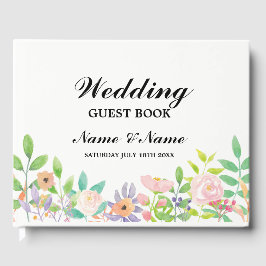 Huwelijk Gastboek Aquarel Bloemenontvangst Gastenboek
