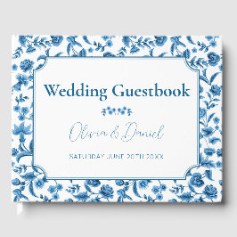 Huwelijk Gastboek Chintz Blauw & Wit Bloemen Gastenboek