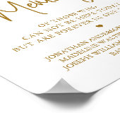 Huwelijk Gedenk Elegant Goud Ter liefdevolle Herin Poster (Hoek)