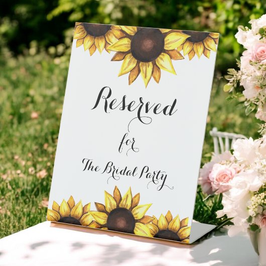 Huwelijk Gereserveerd Geel Wit Zonnebloem Reclamebord Met Voetstuk