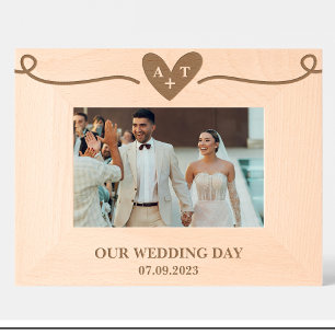 Huwelijk Hart Monogram Custom Wood Lijsten Gegraveerde Lijstjes