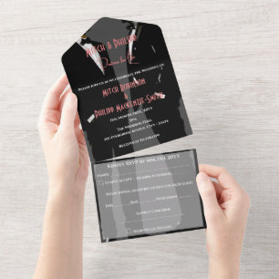 Huwelijk homoseksuele mannen Mr & Mr Tuxedo All In One Uitnodiging