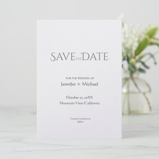 Huwelijk huwelijk minimalistische kalligrafie scri save the date (Staand voorkant)