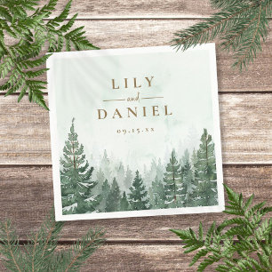 Huwelijk in een bos met rustige pijnbomen servet