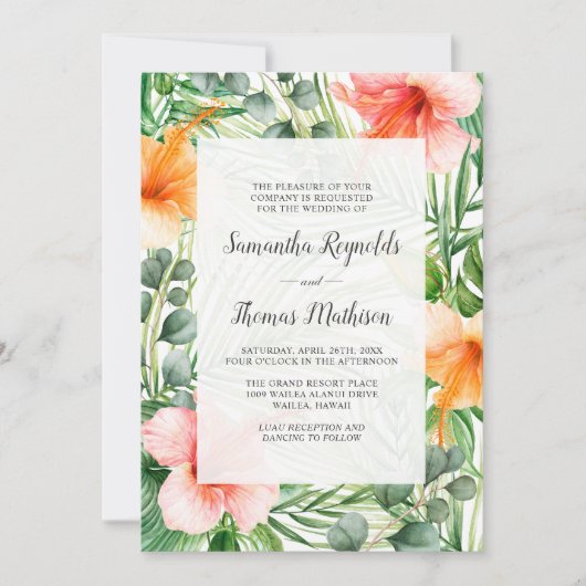 Huwelijk in het Paradijs Tropische Hibiscus Bloeme Kaart (Voorkant)