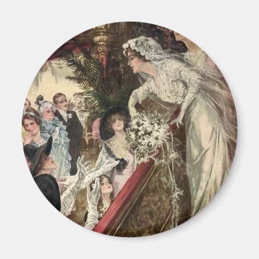 Huwelijk in vintage stijl, Victoriaanse bruid gooi Magneet (Voorkant)