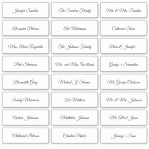 Huwelijk individuele gastnamen scriptlabels sticker