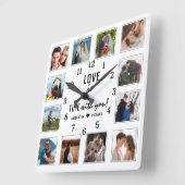 Huwelijk Jubileum Liefde Quote 12 Fotocollage Vierkante Klok (Hoek)