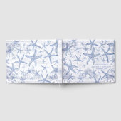 Huwelijk Kustster Vis Blauw en Wit Monogram Gastenboek (Volledig)