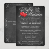 Huwelijk | Liefde harten, scrollen | Chalkboard Kaart (Voorkant / Achterkant)