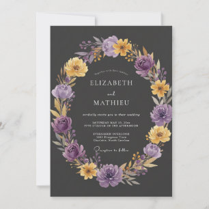 Huwelijk met houtskool Amethyst Ranunculus Eucalyp Kaart