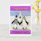 Huwelijk met pinguïns kaart (Gele Bloem)