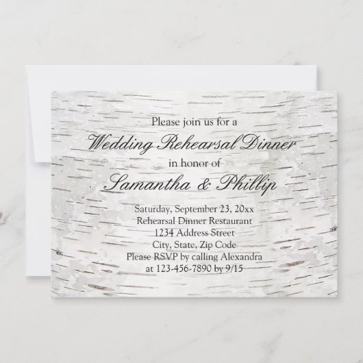 Huwelijk met rustige houten witte papierberkenscho kaart (Voorkant)