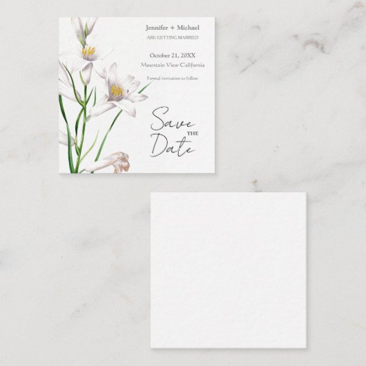 Huwelijk Minimalistische kalligrafie Floral Informatiekaartje (Voorkant / Achterkant)