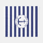 Huwelijk Nautisch Anker Blauwe Streep Monogram Fleece Deken (Voorkant (Horizontaal))