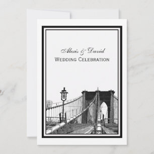Huwelijk NYC Silhouette Brooklyn Bridge #2 Kaart
