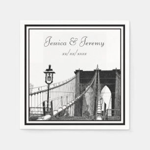 Huwelijk NYC Silhouette Brooklyn Bridge #2 Servetten