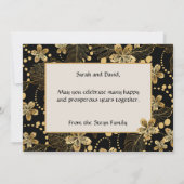 Huwelijk of Jubileum Gefeliciteerd Gold Flower Notitiekaartje (Achterkant)