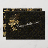 Huwelijk of Jubileum Gefeliciteerd Gold Flower Notitiekaartje (Voorkant / Achterkant)