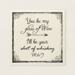 Huwelijk of Jubileum Leuke Quote met Initialen Servet