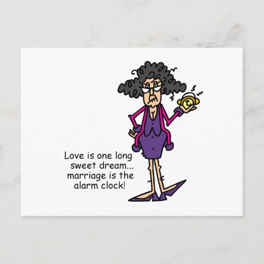 Huwelijk onbeleefd ontwaken briefkaart (Voorkant)