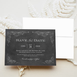 Huwelijk op de wijngaard Charcoal Grapevine Save The Date
