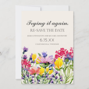 Huwelijk Opnieuw Datum Bewaren Foto Aquarel Wilde Save The Date