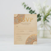 Huwelijk RSVP Briefkaarten | Gold Nouveau Deco (Staand voorkant)
