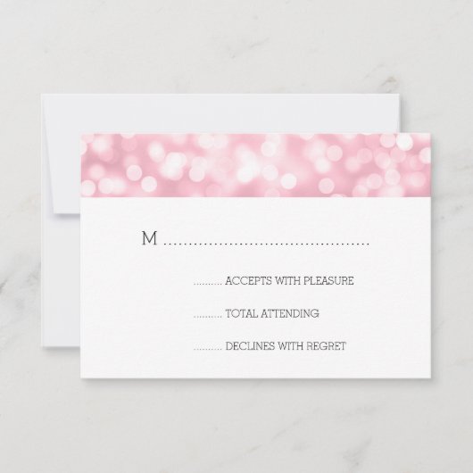 Huwelijk RSVP Roos Blush Pink Bokeh Lights (Voorkant)