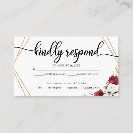 Huwelijk RSVP Witte Bloemen Geometrische Rustiek H Informatiekaartje (Voorkant)