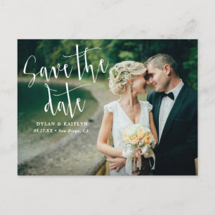 Huwelijk Save The Date Postkaart met Modern Letter Aankondigingskaart