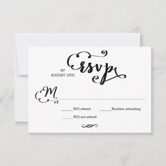 Huwelijk Script Damask - RSVP Kaart (Voorkant)