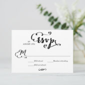 Huwelijk Script Damask - RSVP Kaart (Staand voorkant)