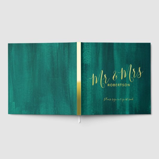 Huwelijk smaragdgroen en echt goud Folie Guestbook Gastenboek (Volledig)