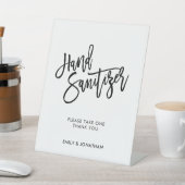 Huwelijk Stijlvolle Zwarte Script Hand Sanitizer Reclamebord Met Voetstuk (Insitu)