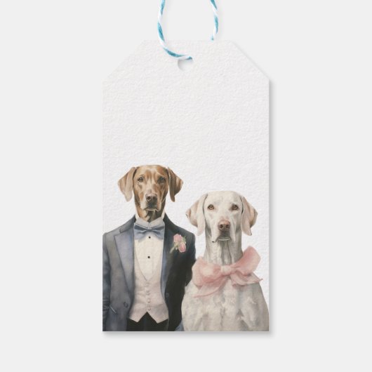 Huwelijk van hondenbruid en -bruidegom cadeaulabel (Achterkant)