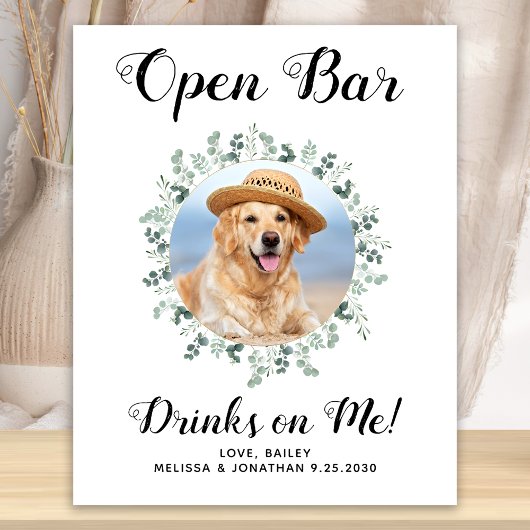 Huwelijk van huisdierhond Open bar aangepaste foto Poster