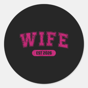 Huwelijk vrijgezellenfeest vrouw en echtgenoot Est Ronde Sticker